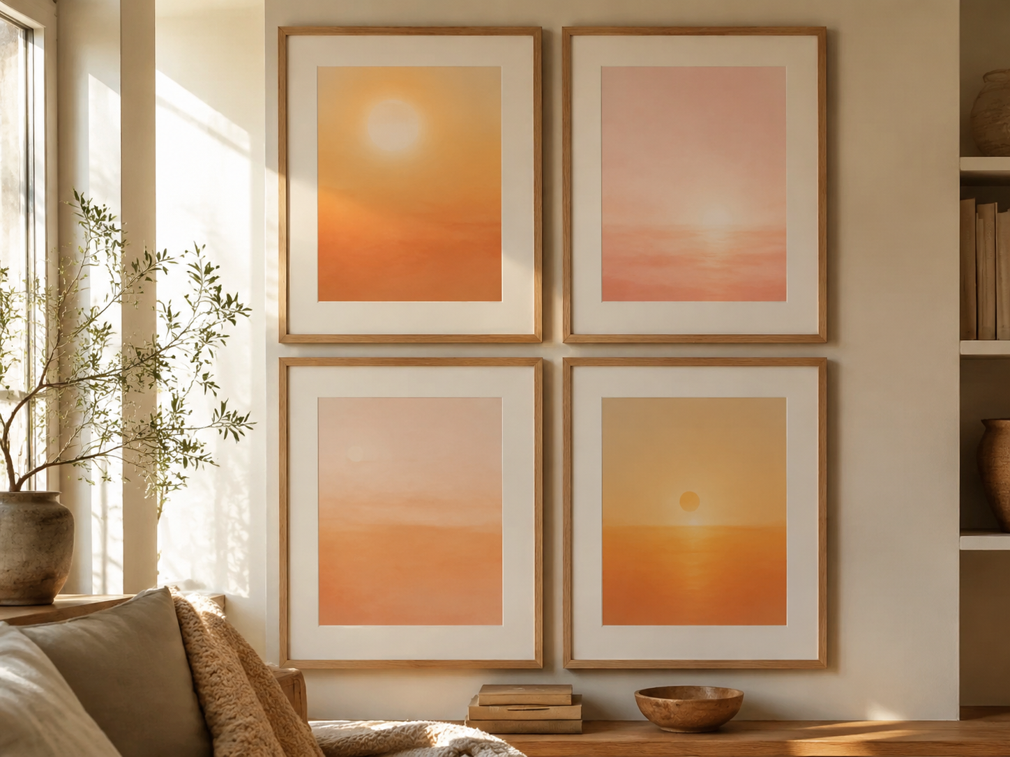 Abstract Sunwash — 4 prints gallery-wall set