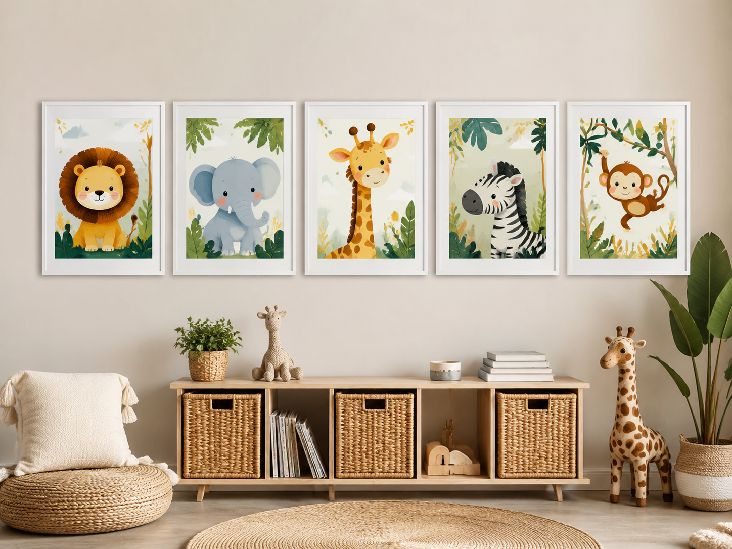 Kids' Safari — 5 prints gallery-wall set