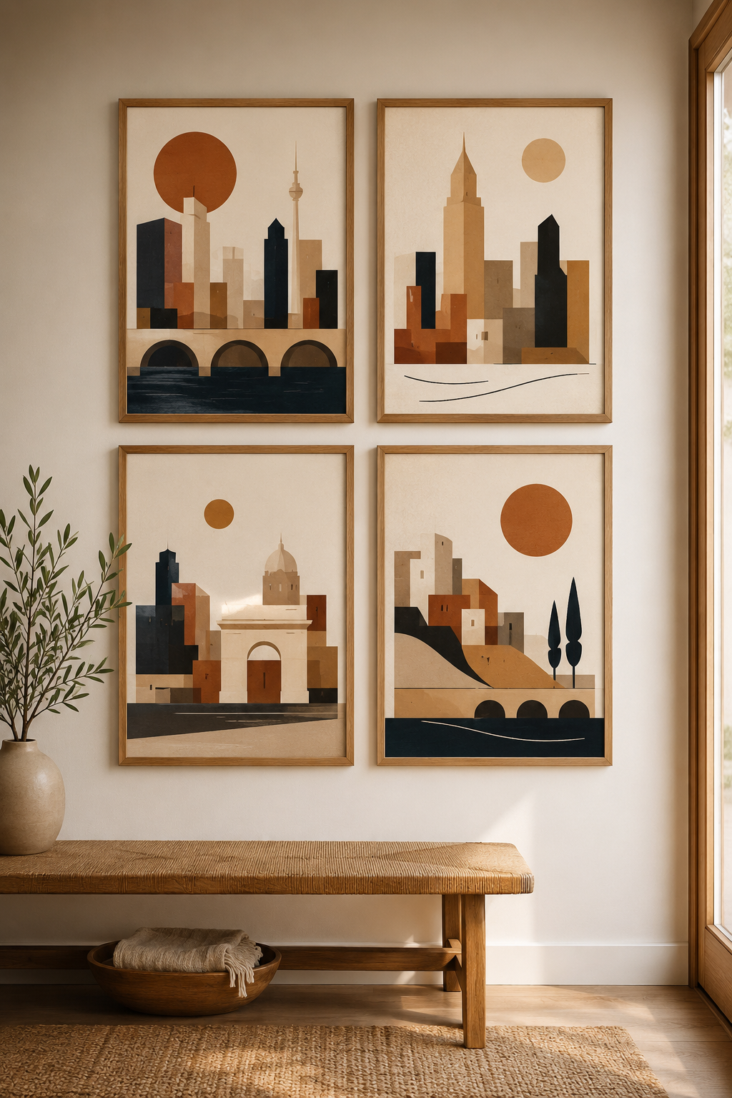 Travel Type Set — 4 prints gallery-wall set